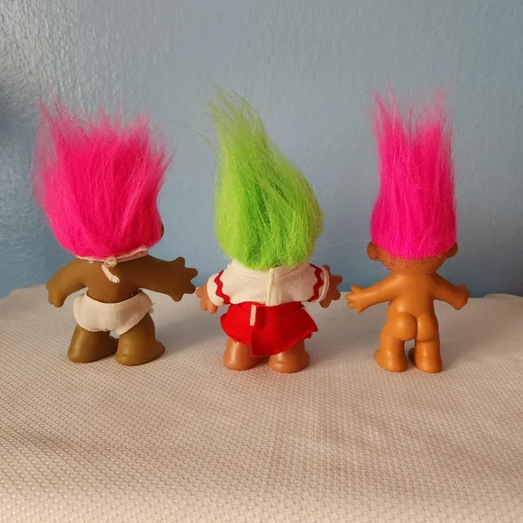 Vintage Thomas Dam Troll Dolls and One Russ Pink Green Hair 80s 90s - Picture 4 of 7